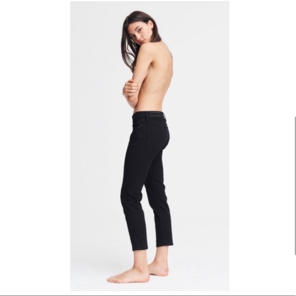 Rag & Bone Dre Low Rise Slim Boyfriend Jeans in Black. - Picture 6 of 10